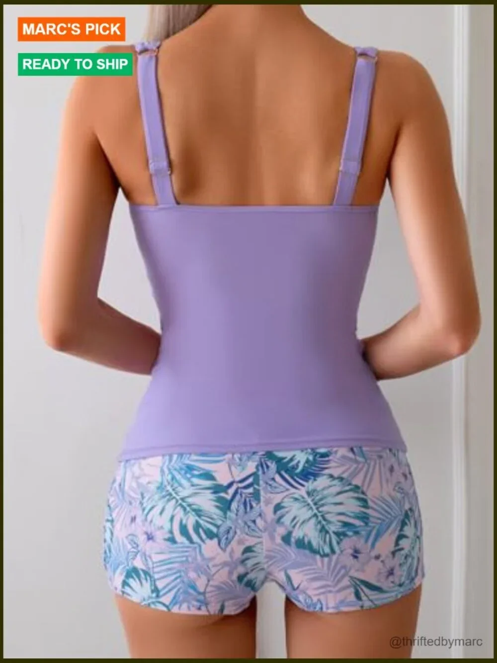 Women's Tankini Swimsuit Tummy Control Ruched Two Piece Bathing Suit Push Up